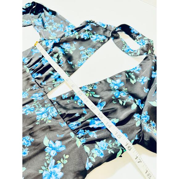 Majorelle Stellina Dress Floral Choker Neckline Backless Long Gown with Slit - Picture 6 of 14